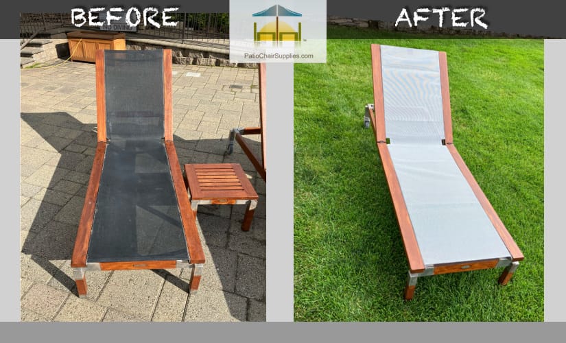 before and after sling chair repair