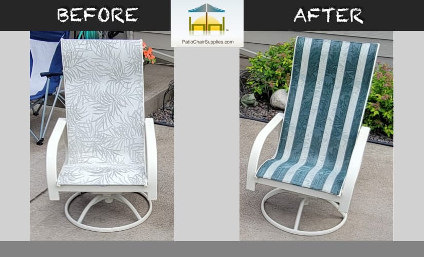 before and after sling chair repair