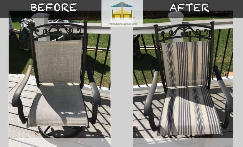 before and after sling chair repair