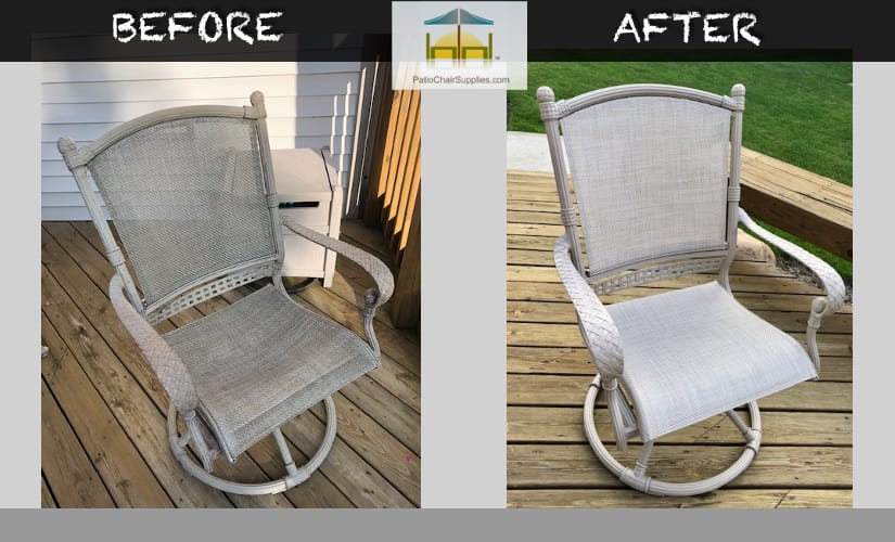 before and after sling chair repair